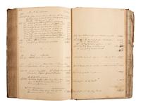 [CIVIL WAR]. Ledger book associated with Winchester, Virginia, cabinet maker John Kerr (1797-1875), documenting coffins built and sold for Union and Confederate soldiers as well as other wartime activity.