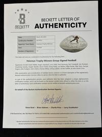 A Heisman Trophy Winners Multi Signed Autograph Football - 19 Signatures (Beckett Authentication Services Letter),