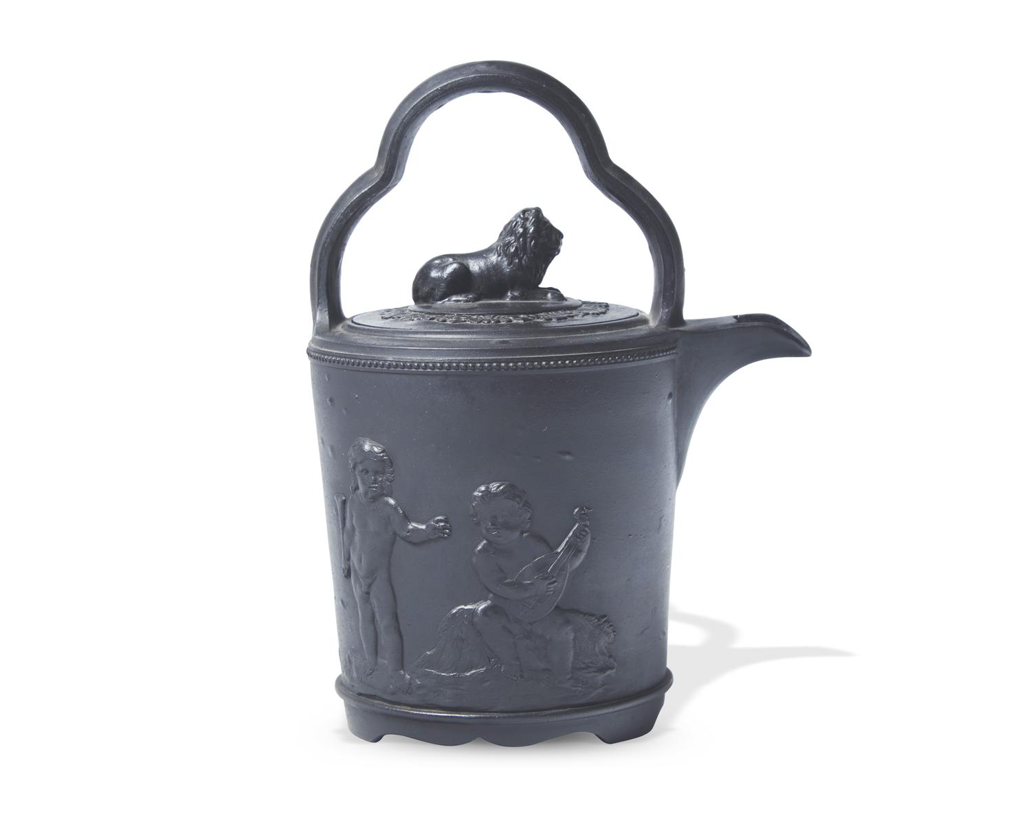 A Wedgwood and Bentley Black Basalt Covered Teapot