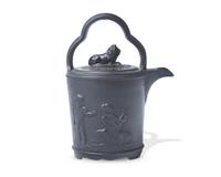 A Wedgwood and Bentley Black Basalt Covered Teapot