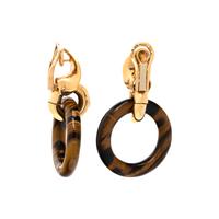 GAY FRÈRES, YELLOW GOLD AND TIGER'S EYE CLIP EARRINGS