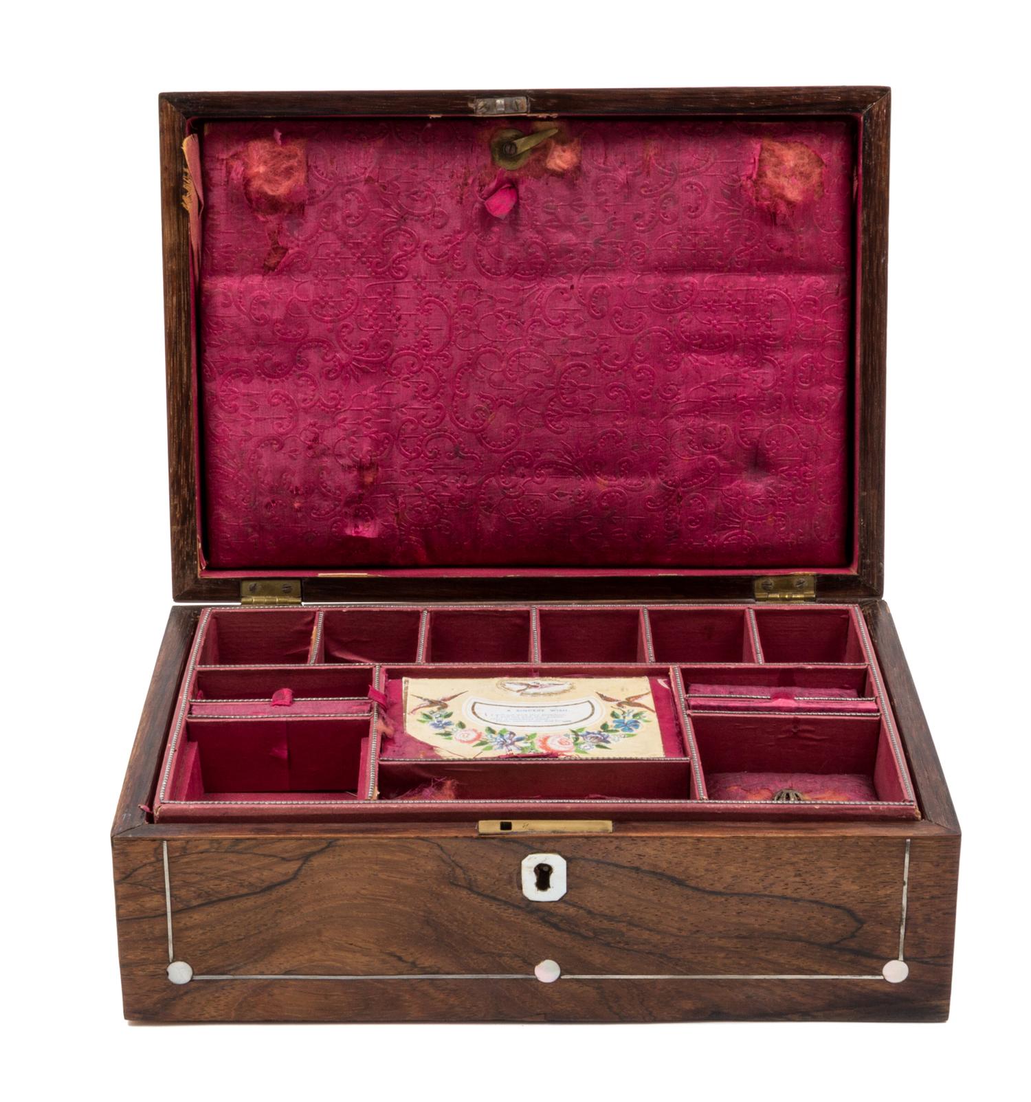 A Regency Mother-of-Pearl Inlaid Rosewood Jewelry Box Width 11 1/4 inches. — EARLY 20TH CENTURY