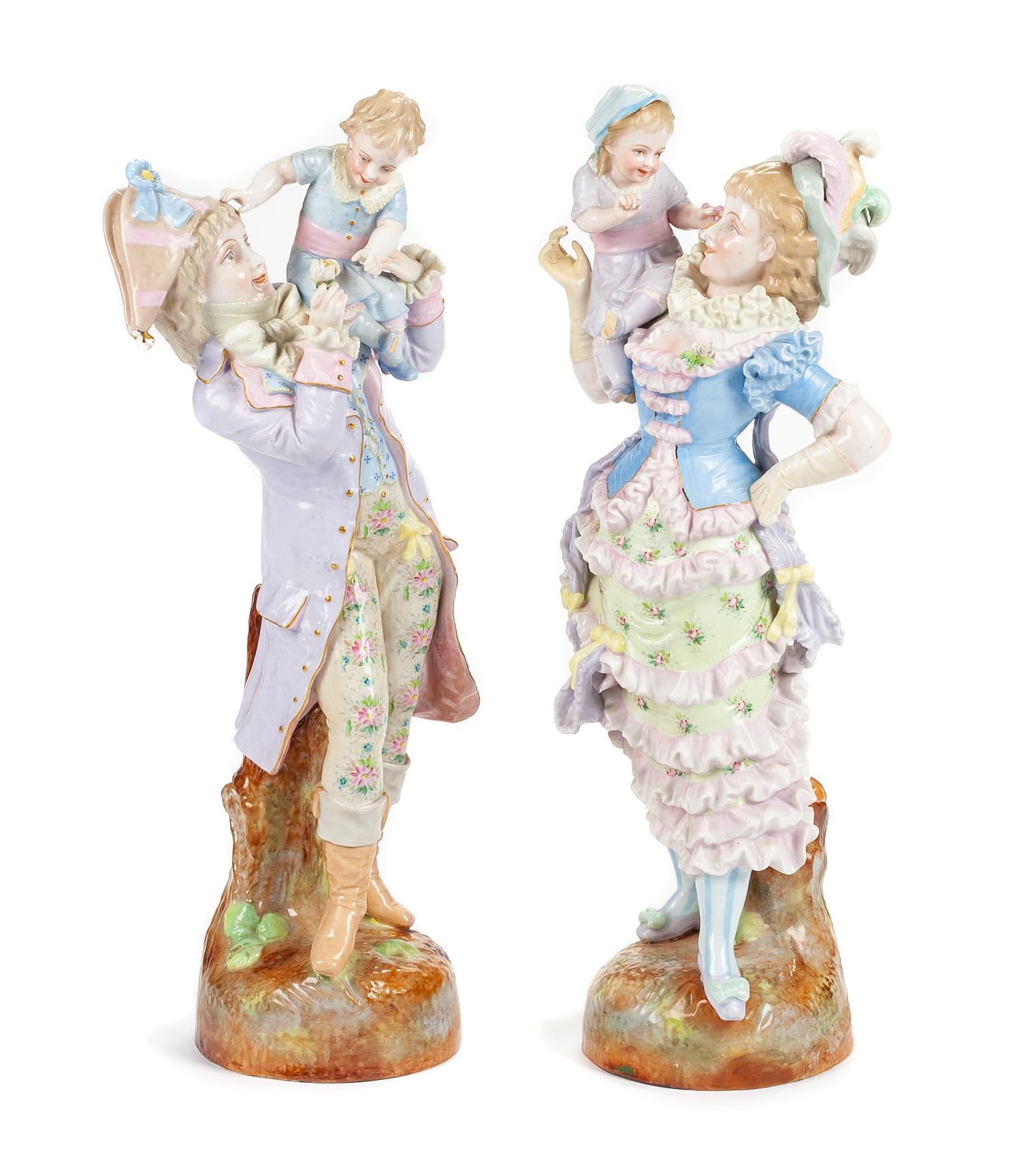 A Pair of German Porcelain Figures Height 23 inches. — 19TH CENTURY