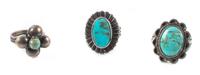 Three Southwestern Silver and Turquoise Rings
