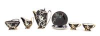 Art Deco, Germany, a coffee service, comprising a coffee pot, creamer, sugar dish and two cups with saucers