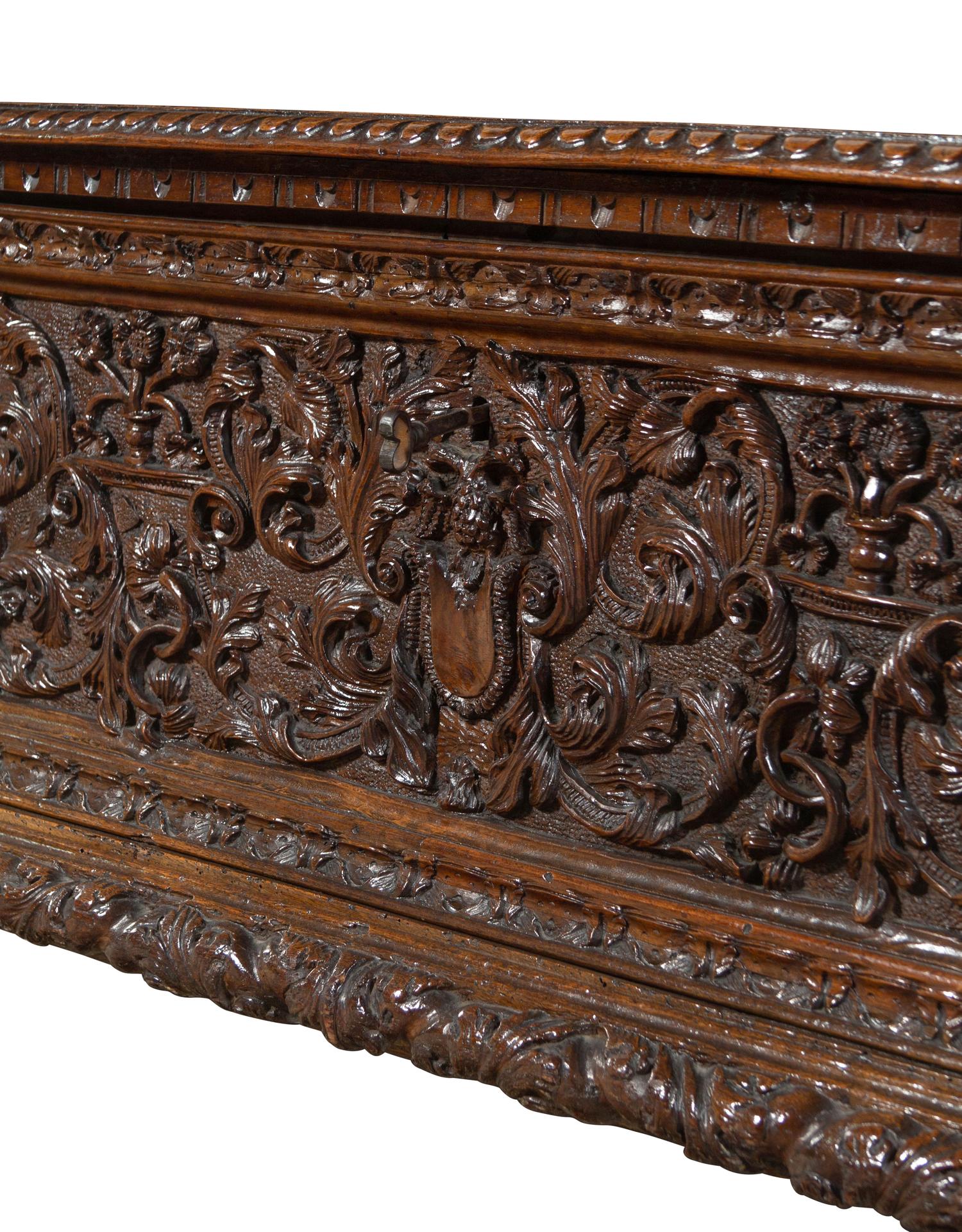 An Italian Carved Walnut Cassone