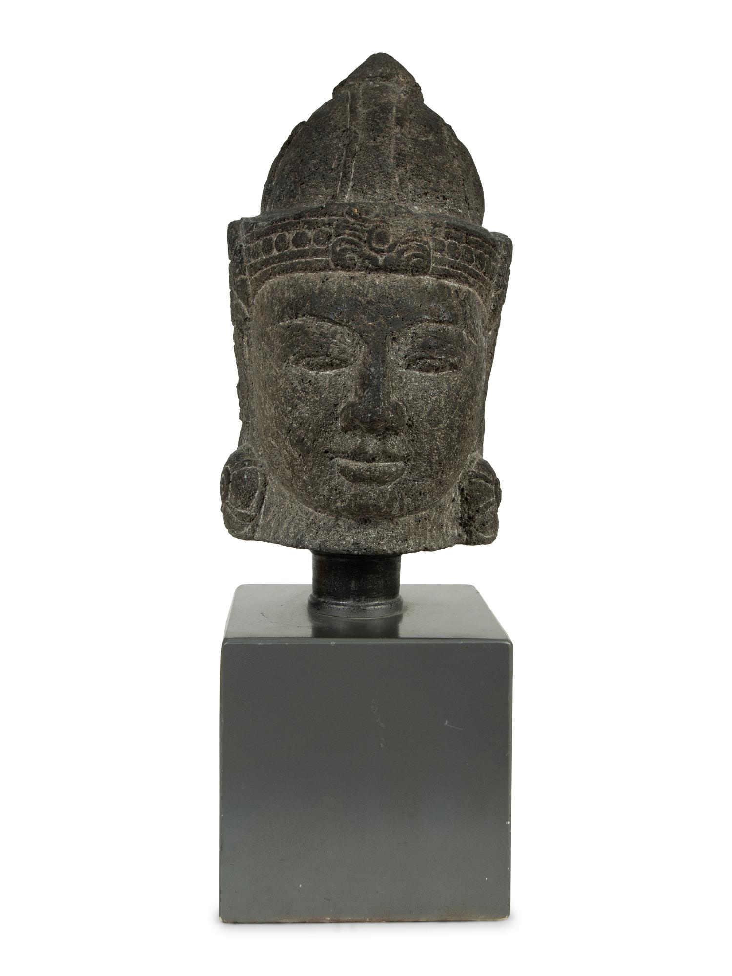 An Indian Carved Stone Head of Buddha — 19TH/20TH CENTURY