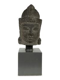 An Indian Carved Stone Head of Buddha — 19TH/20TH CENTURY