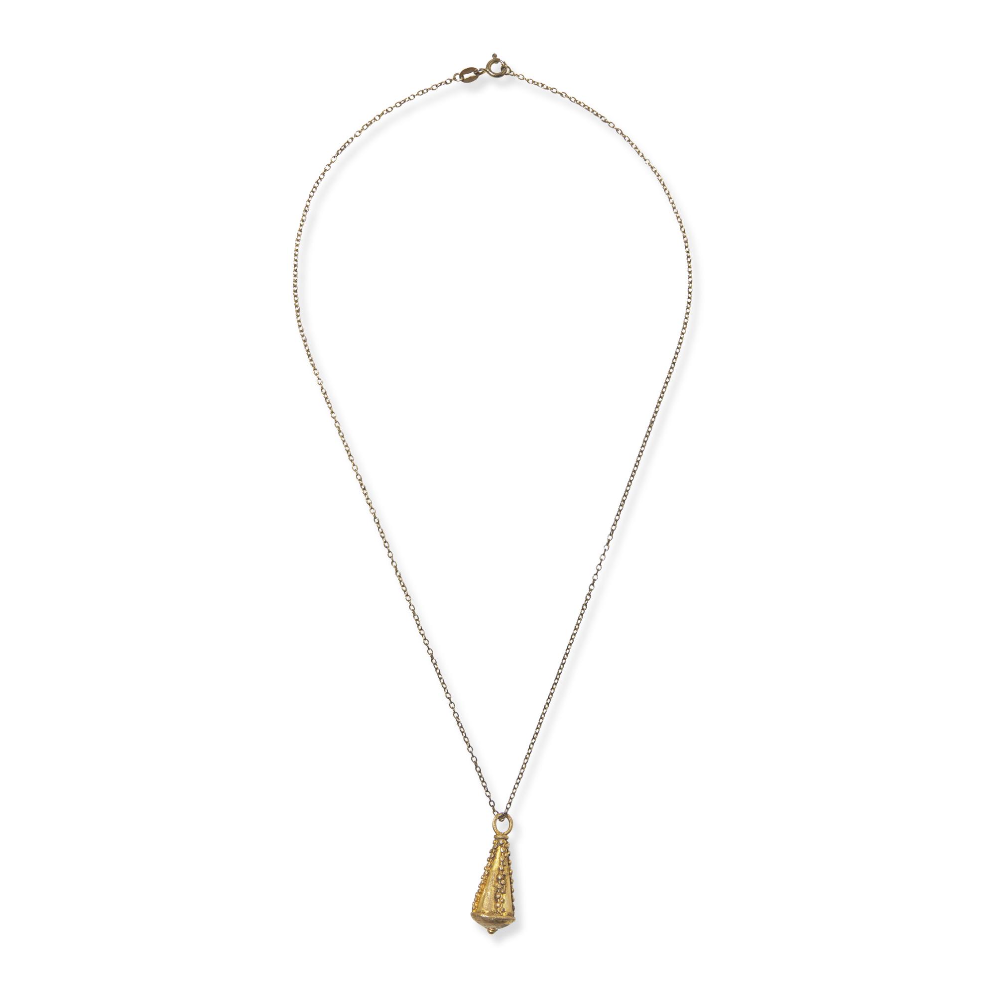 A Roman Gold Hercules Club Pendant — with a modern gold chain