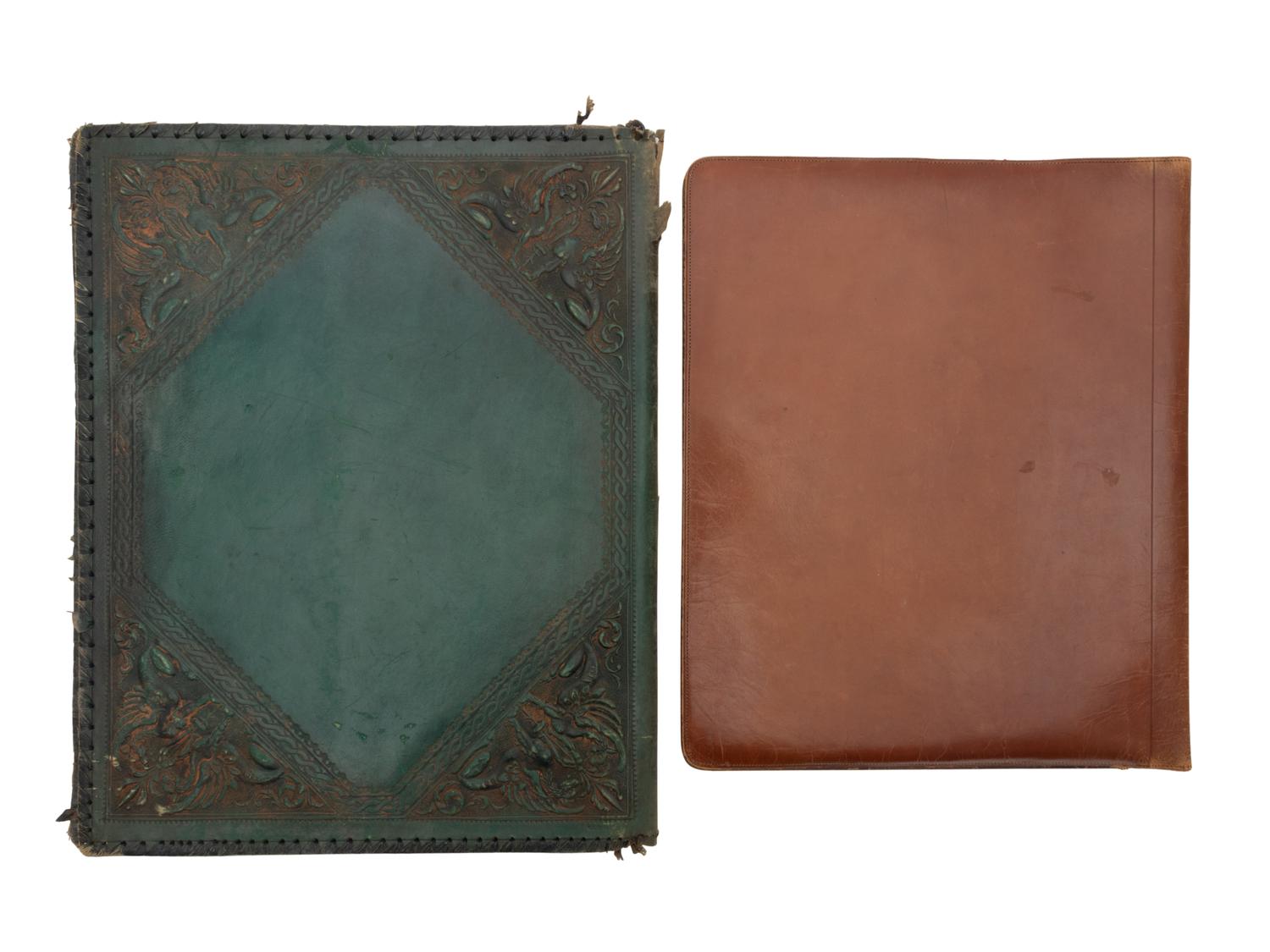 Two Embossed Leather Folios