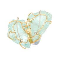 ANGELA PINTALDI, CULTURED BAROQUE TAHITIAN PEARL, AQUAMARINE AND DIAMOND BUTTERFLY MOTIF PENDANT/BROOCH