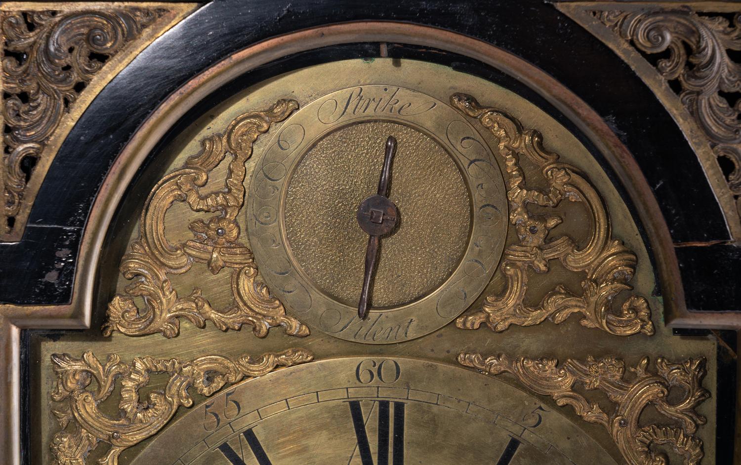 A George III Gilt Bronze Mounted Ebonized Fruitwood Bracket Clock