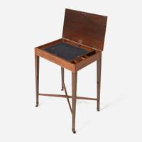 A group of five George III / Regency inlaid mahogany or decorated stands late 18th and 19th century
