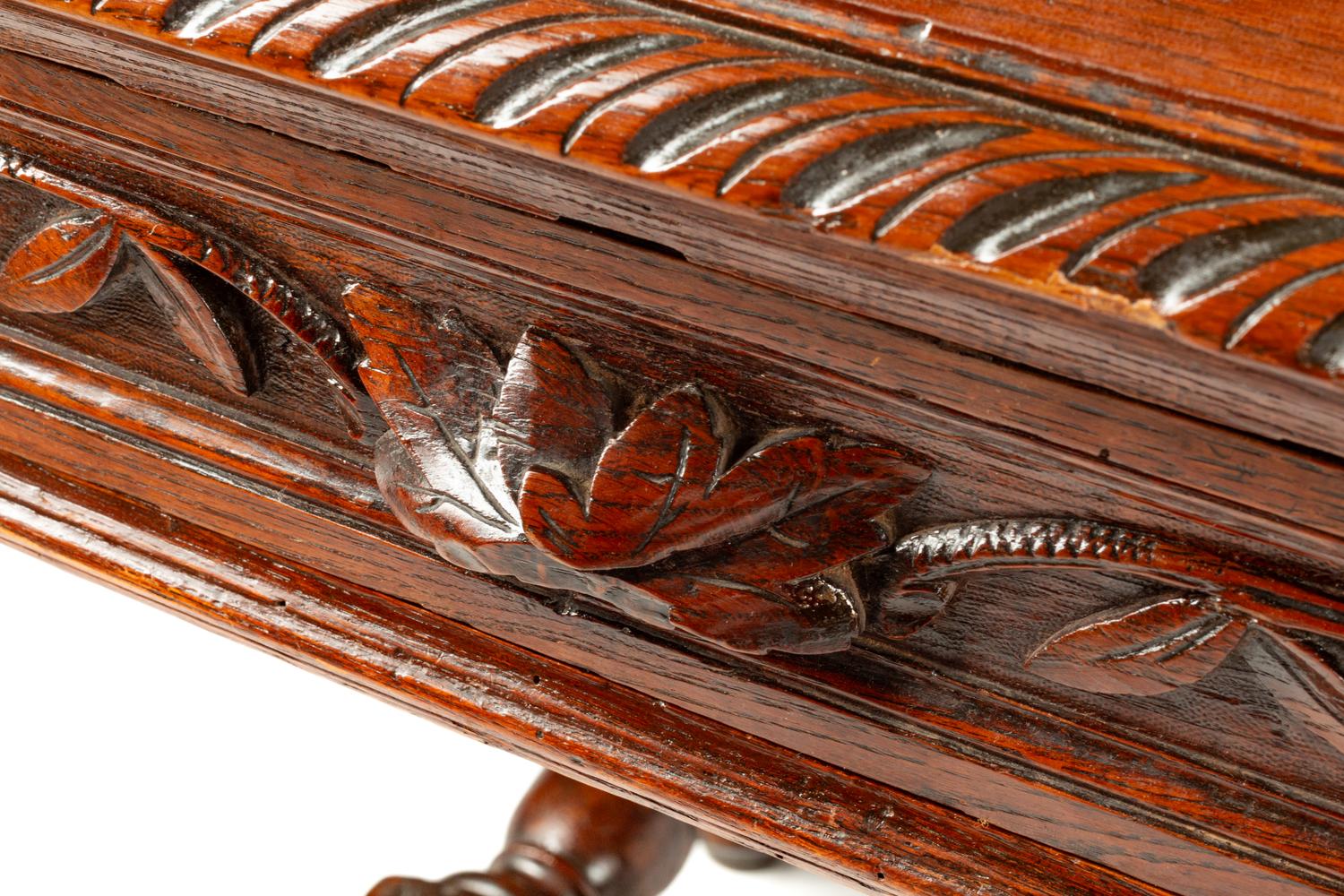 A French Renaissance Revival Walnut Library Table