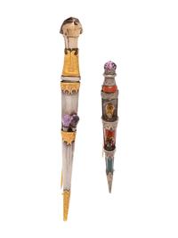 A Collection of Victorian Silver and Agate Dirk Brooches,