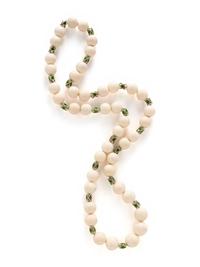 HARDSTONE, ROCK CRYSTAL AND ENAMEL NECKLACE