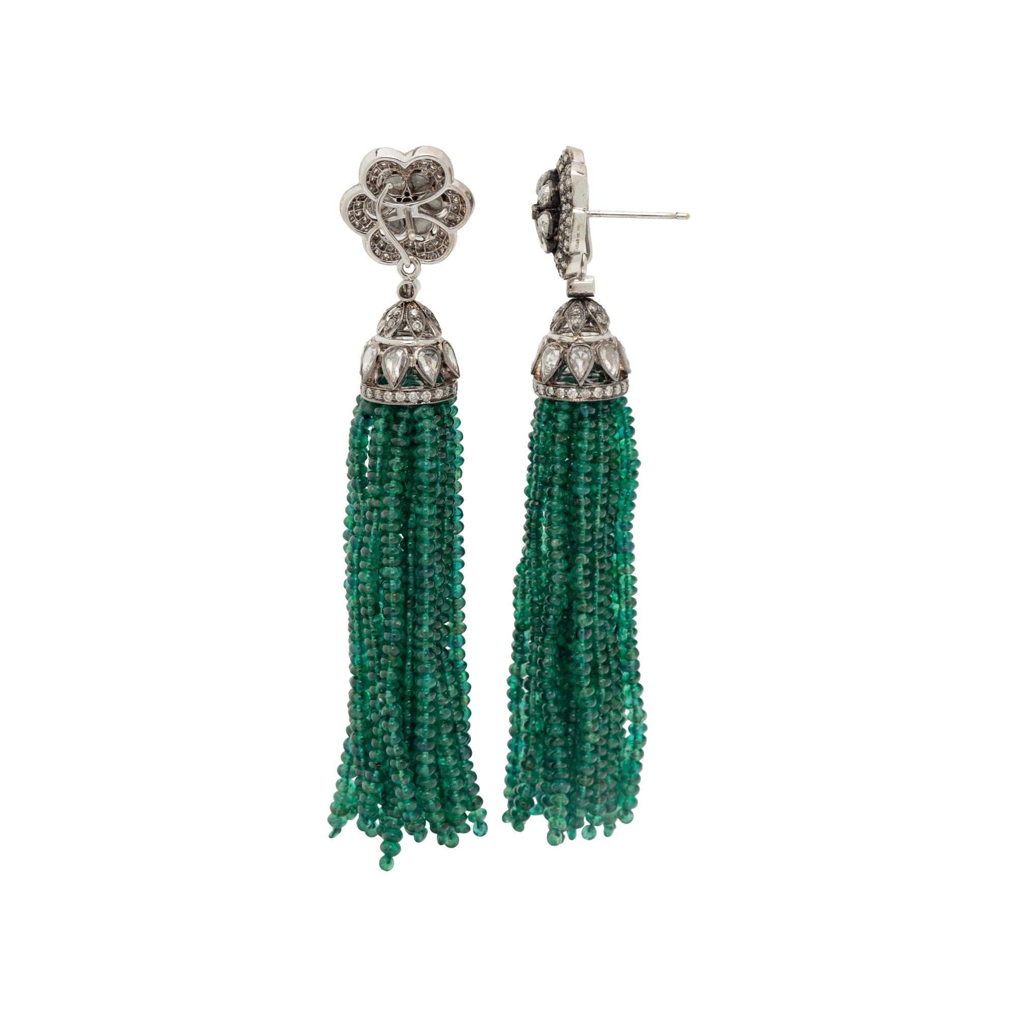 HOUSE OF TAYLOR, EMERALD AND DIAMOND CONVERTIBLE EARRINGS