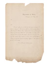 LINCOLN, Abraham (1809-1865). By the President of the United States. A Proclamation . Washington, D.C.: Department of State, 9 May 1863.