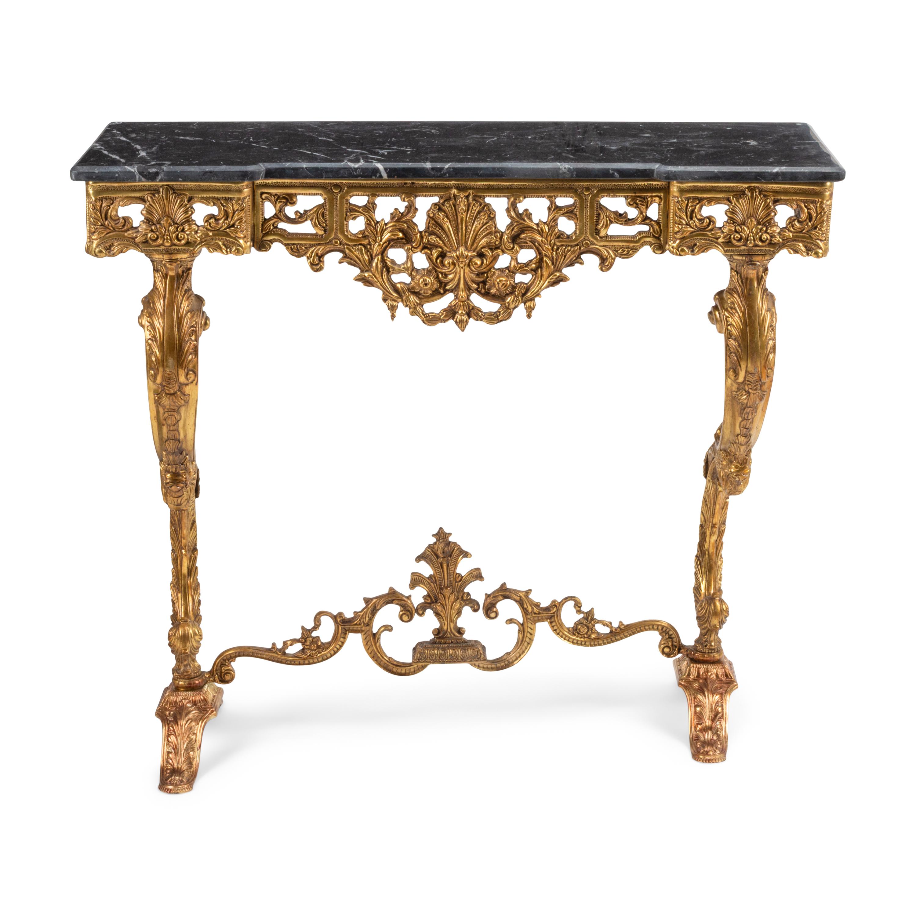 A Louis XV Style Gilt Bronze Console Table and Mirror