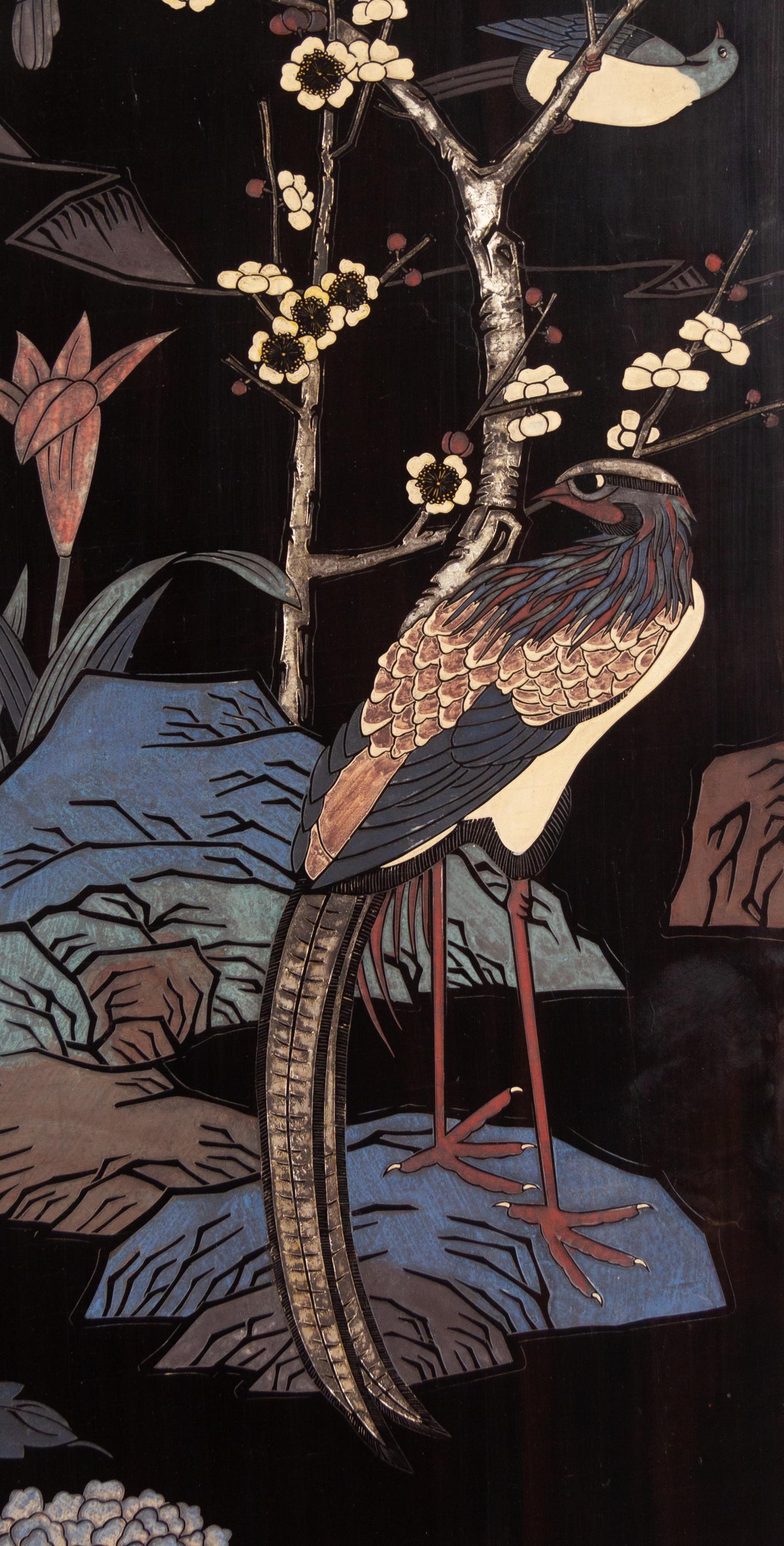 A Chinese Large Eight-Paneled Coromandel Lacquered Floor Screen