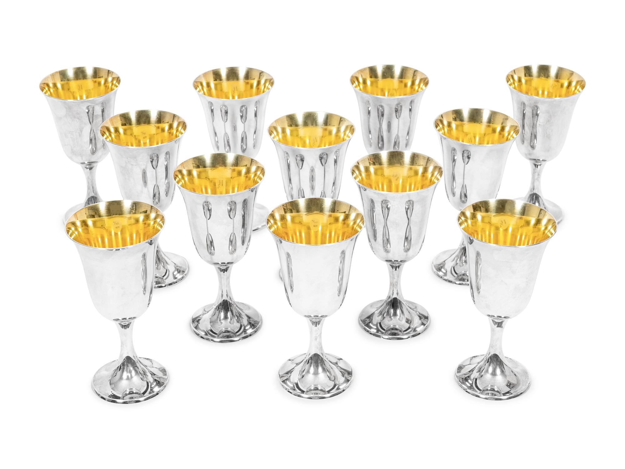 A Set of Twelve American Silver Goblets