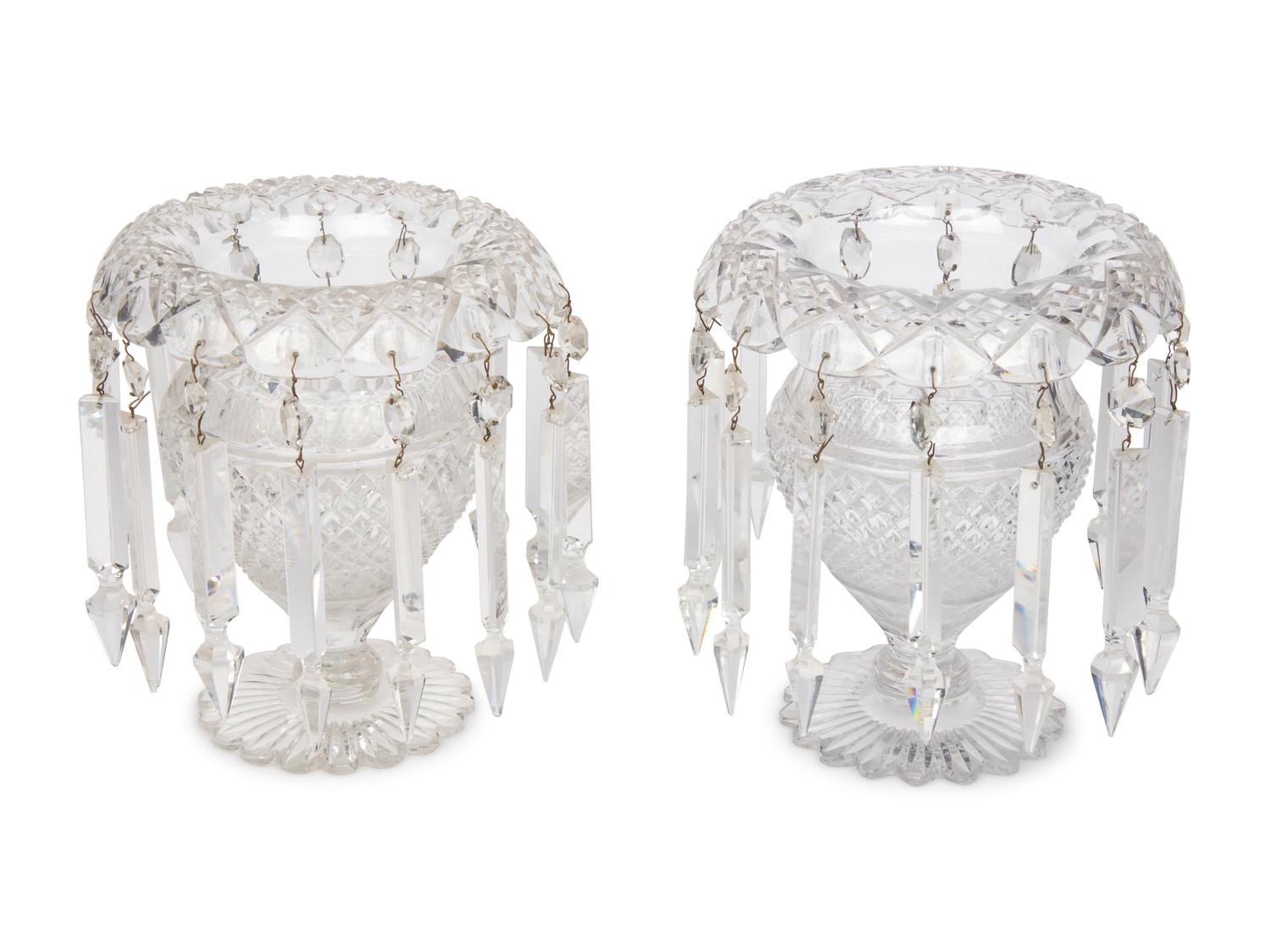 A Pair of Anglo-Irish Cut Glass Vases