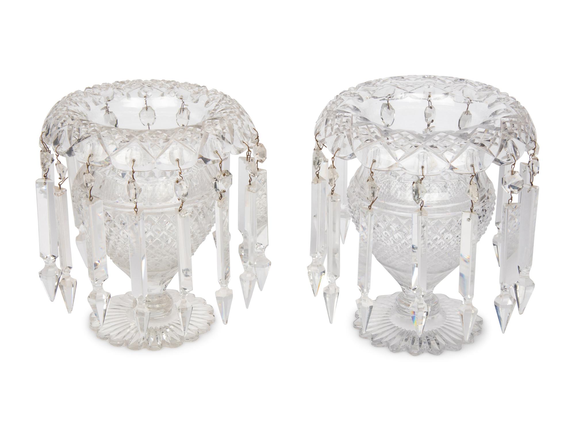 A Pair of Anglo-Irish Cut Glass Vases