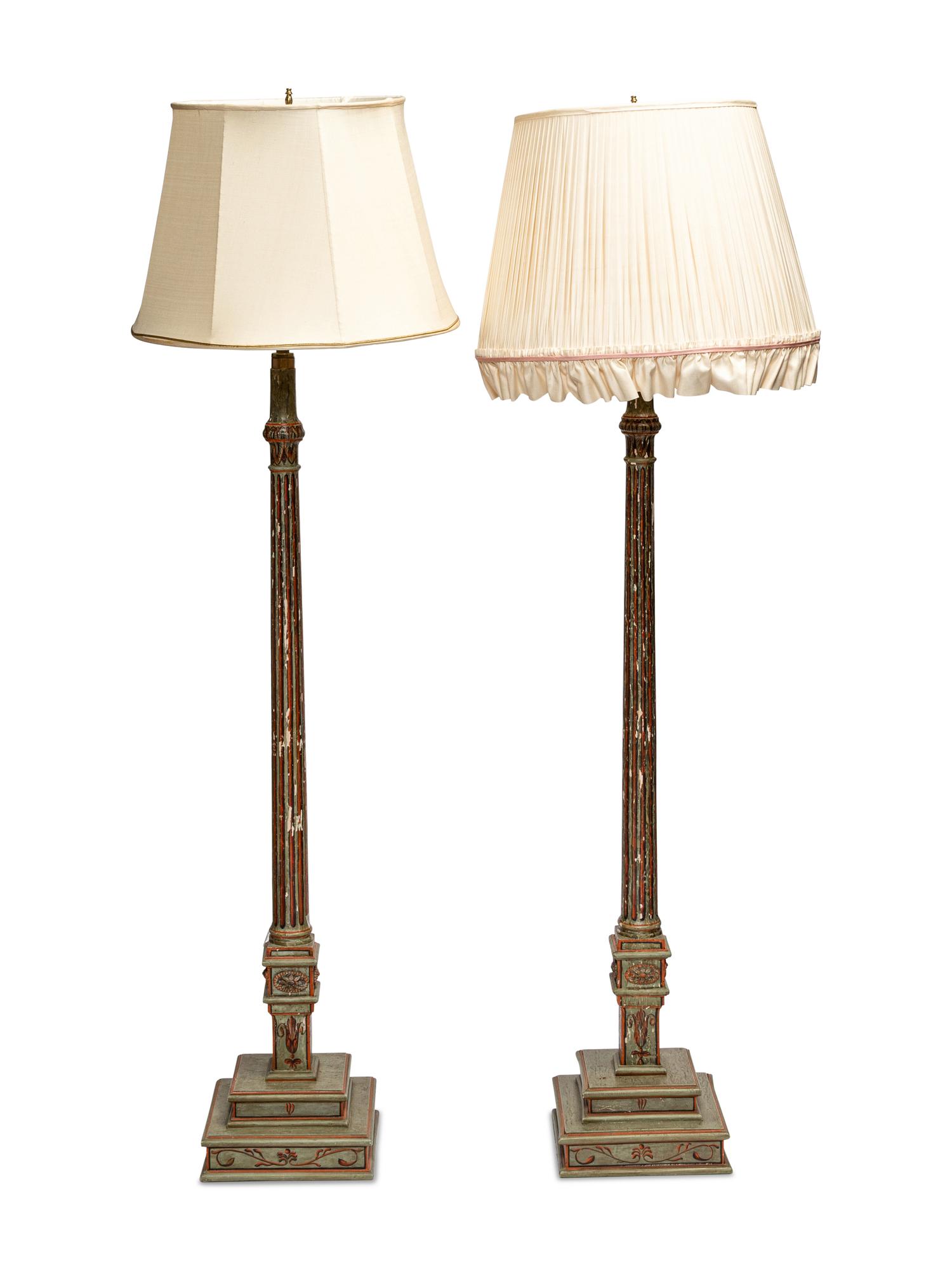 A Pair of George III Green and Red-Painted Column Architectural Elements