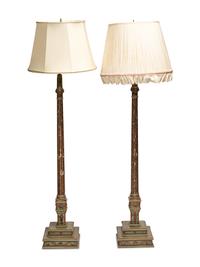 A Pair of George III Green and Red-Painted Column Architectural Elements