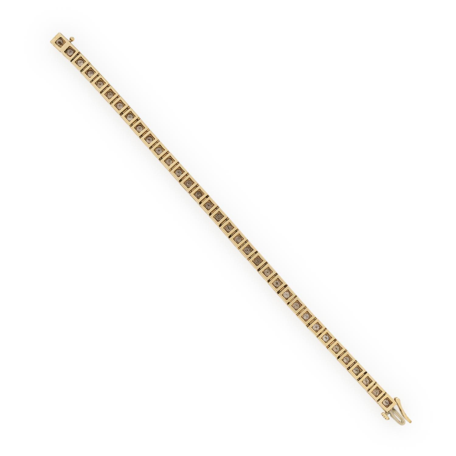 Diamond and Yellow Gold Line Bracelet