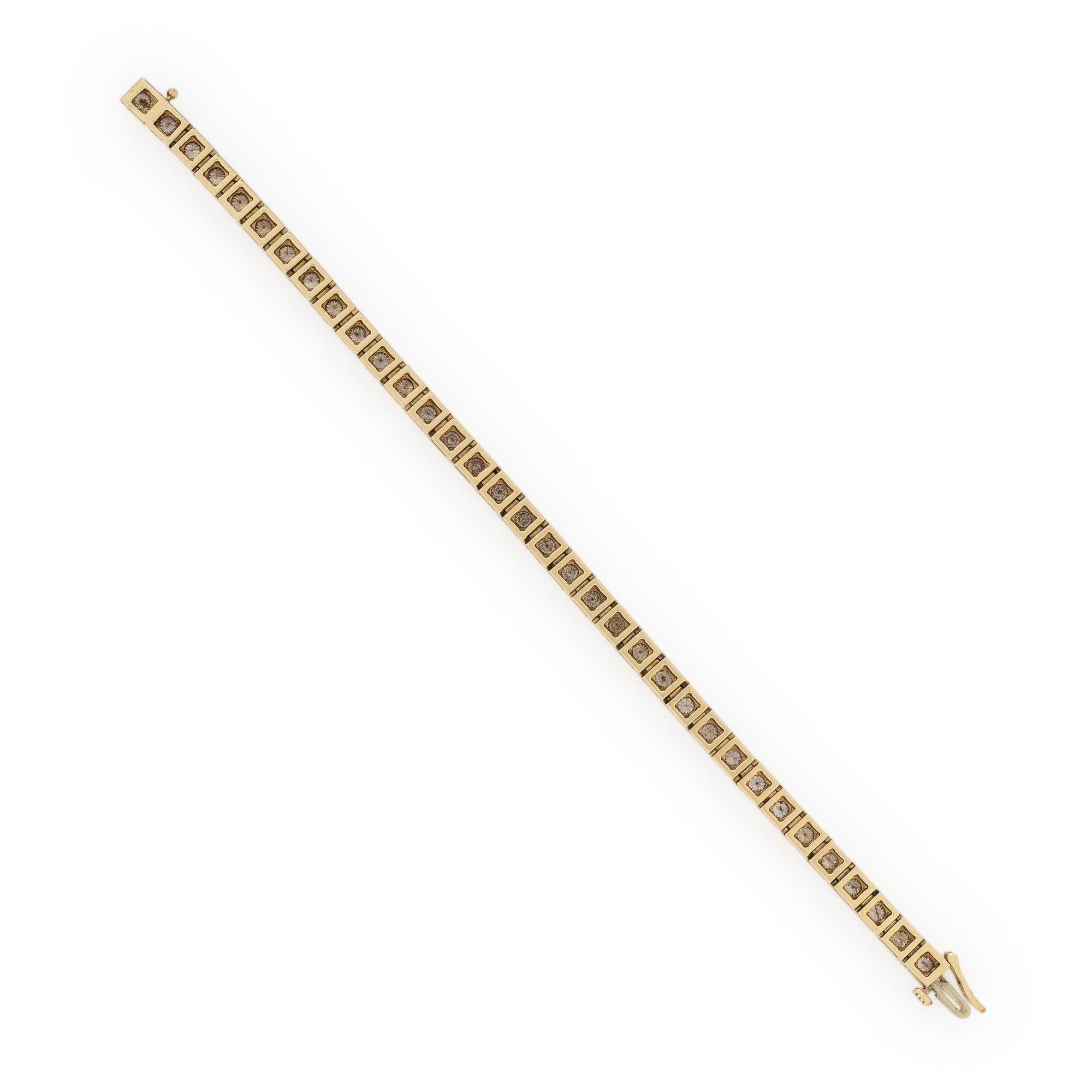 Diamond and Yellow Gold Line Bracelet