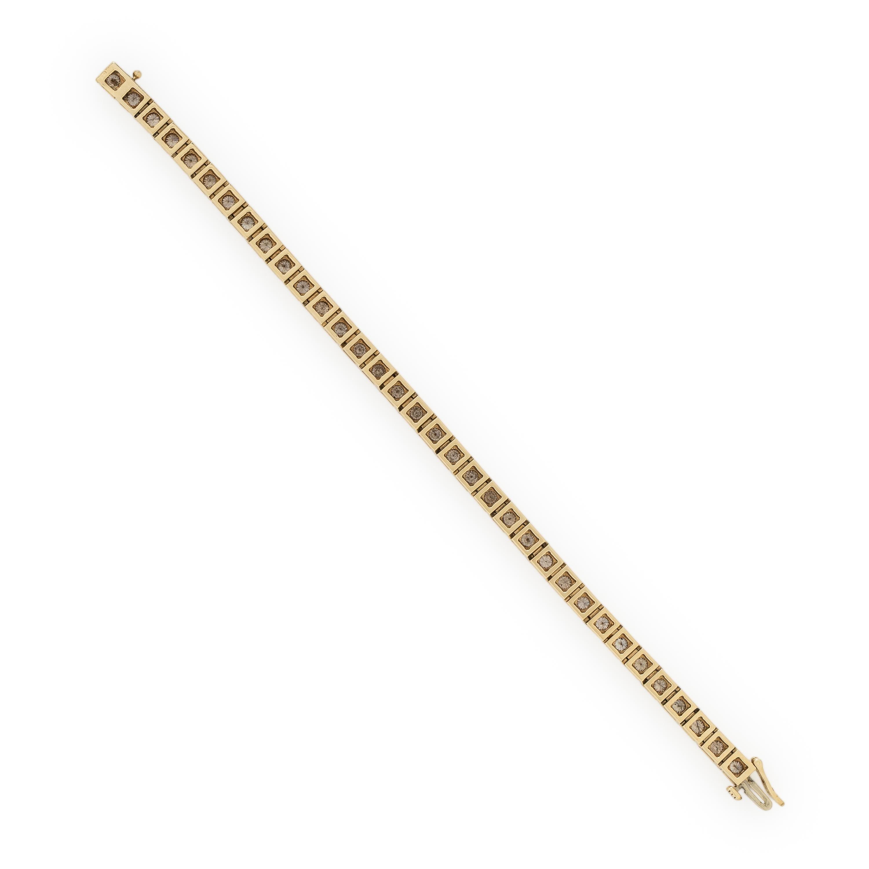 Diamond and Yellow Gold Line Bracelet