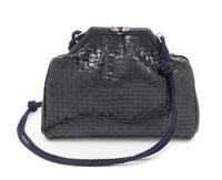 A Fendi Blue Leather Woven Bag, 9" x 6.5" x 2".