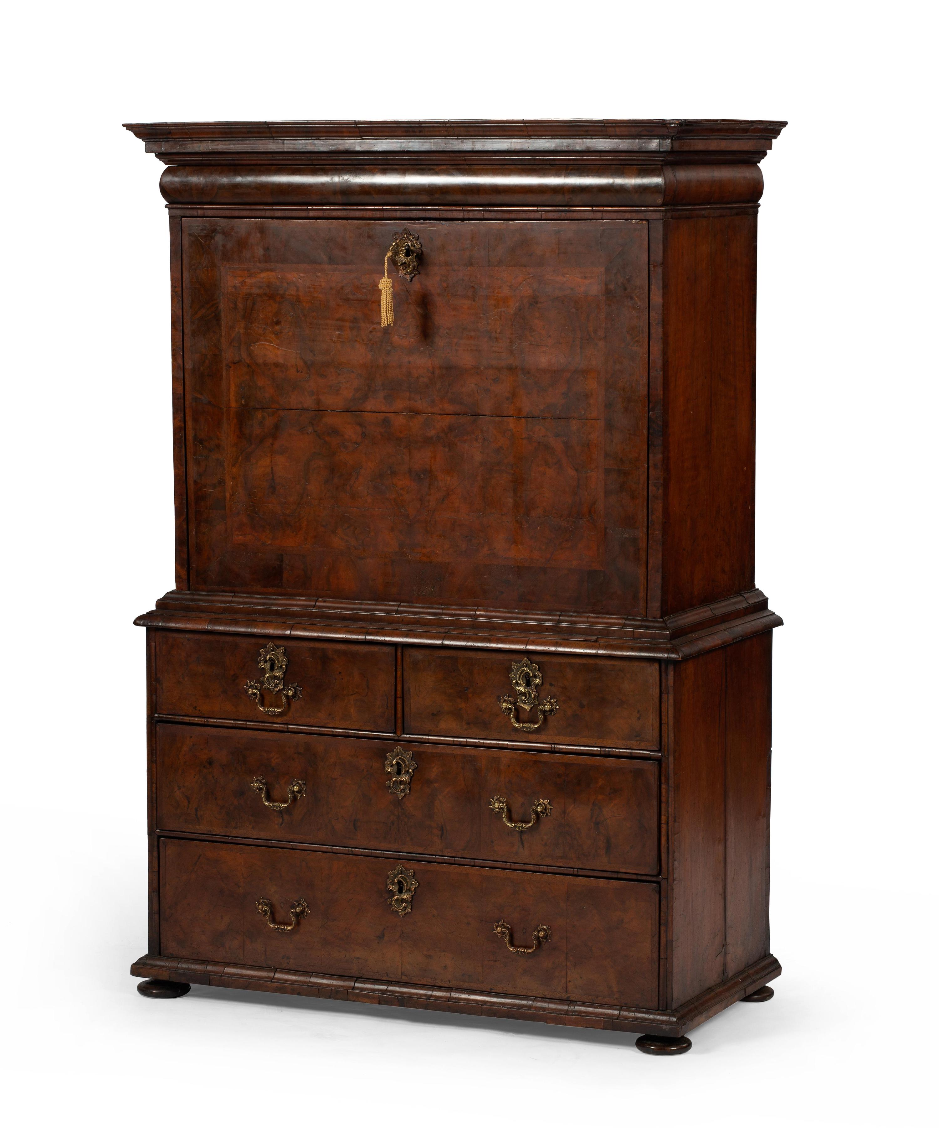 A William and Mary Walnut Secretary Desk