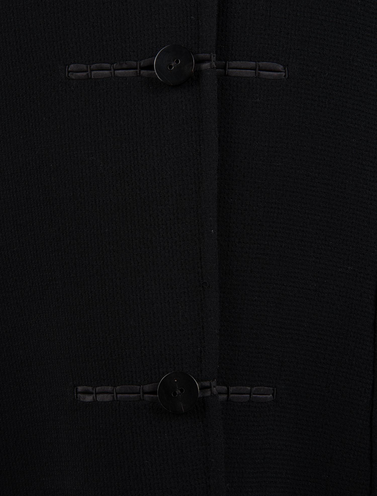 Ralph Rucci Wool Crepe Coat with Knotted Fabric Trim