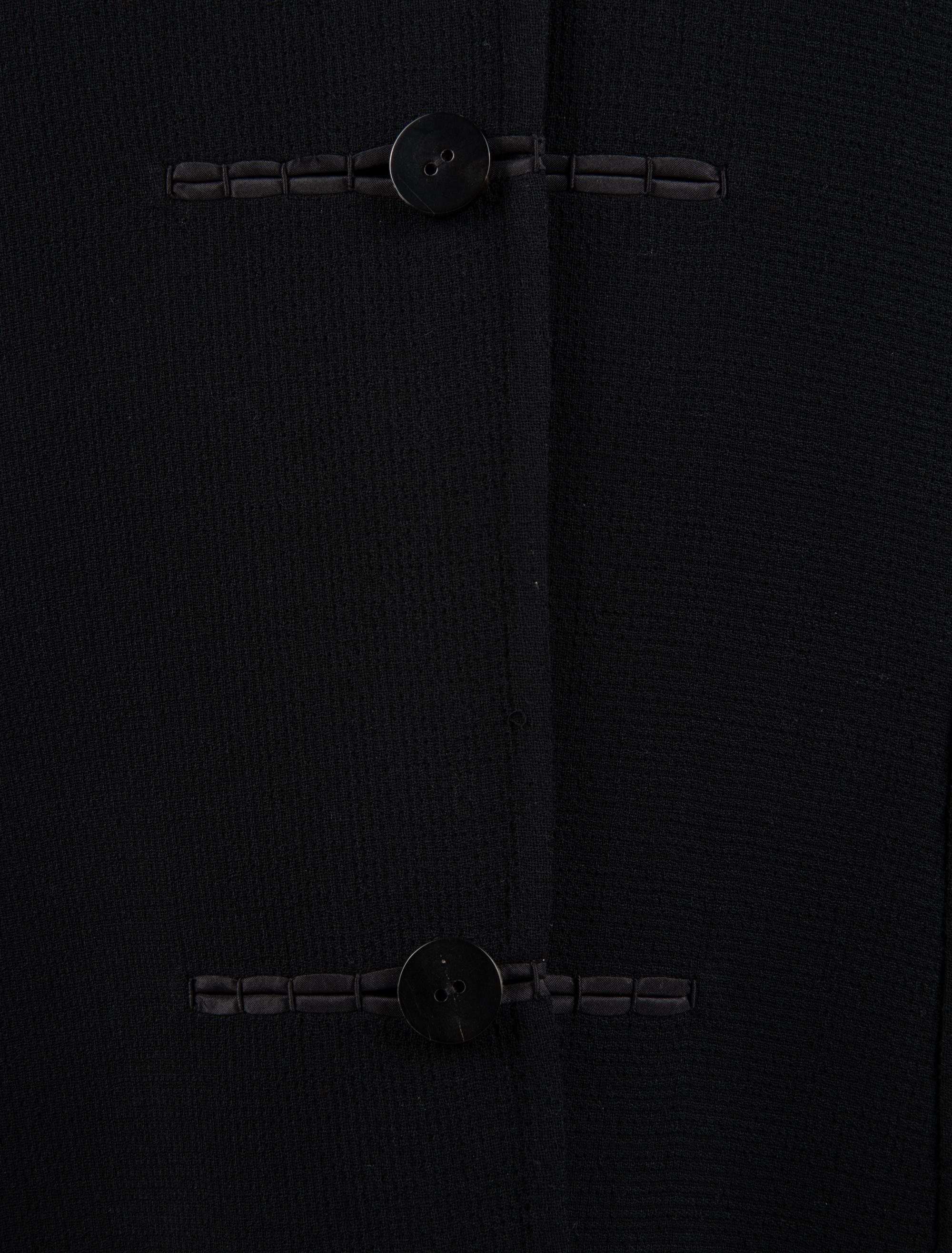 Ralph Rucci Wool Crepe Coat with Knotted Fabric Trim