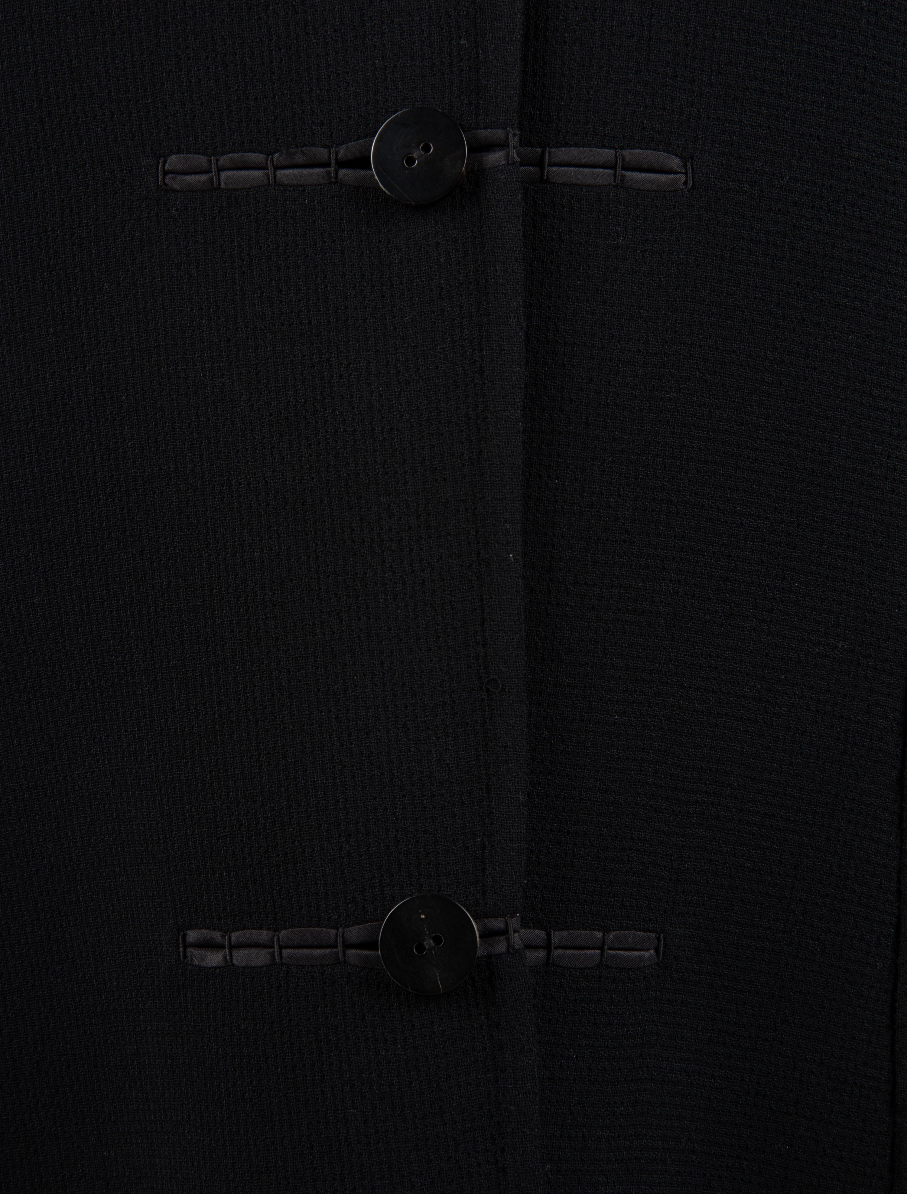 Ralph Rucci Wool Crepe Coat with Knotted Fabric Trim