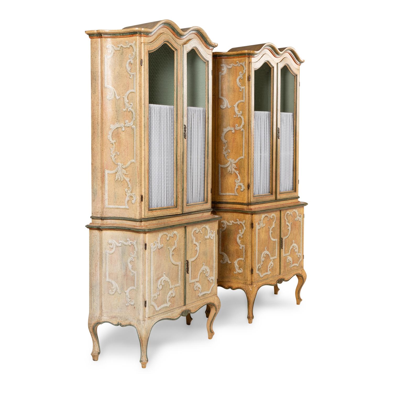 A Pair of Venetian Style Polychrome Painted Bookcases