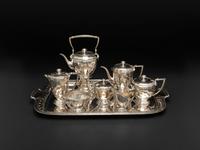 An American Silver Seven Piece Tea and Coffee Service with Matching Tray