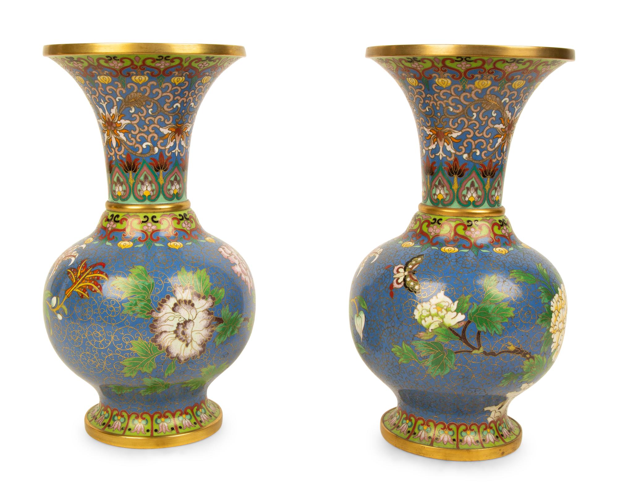 A Pair of Chinese Cloissone Vases — 20TH CENTURY
