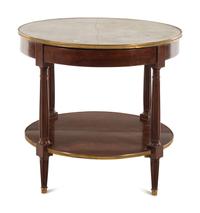 A Louis XVI Style Mahogany Marble-Top Bouillotte Table