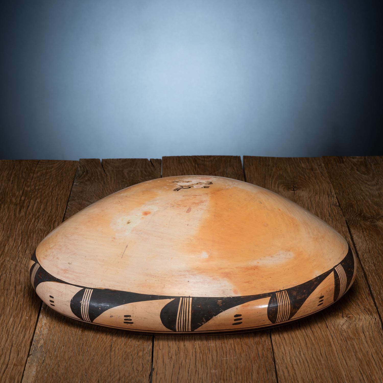 Polychrome Pottery Bowl, with Hopi Villages Sticker