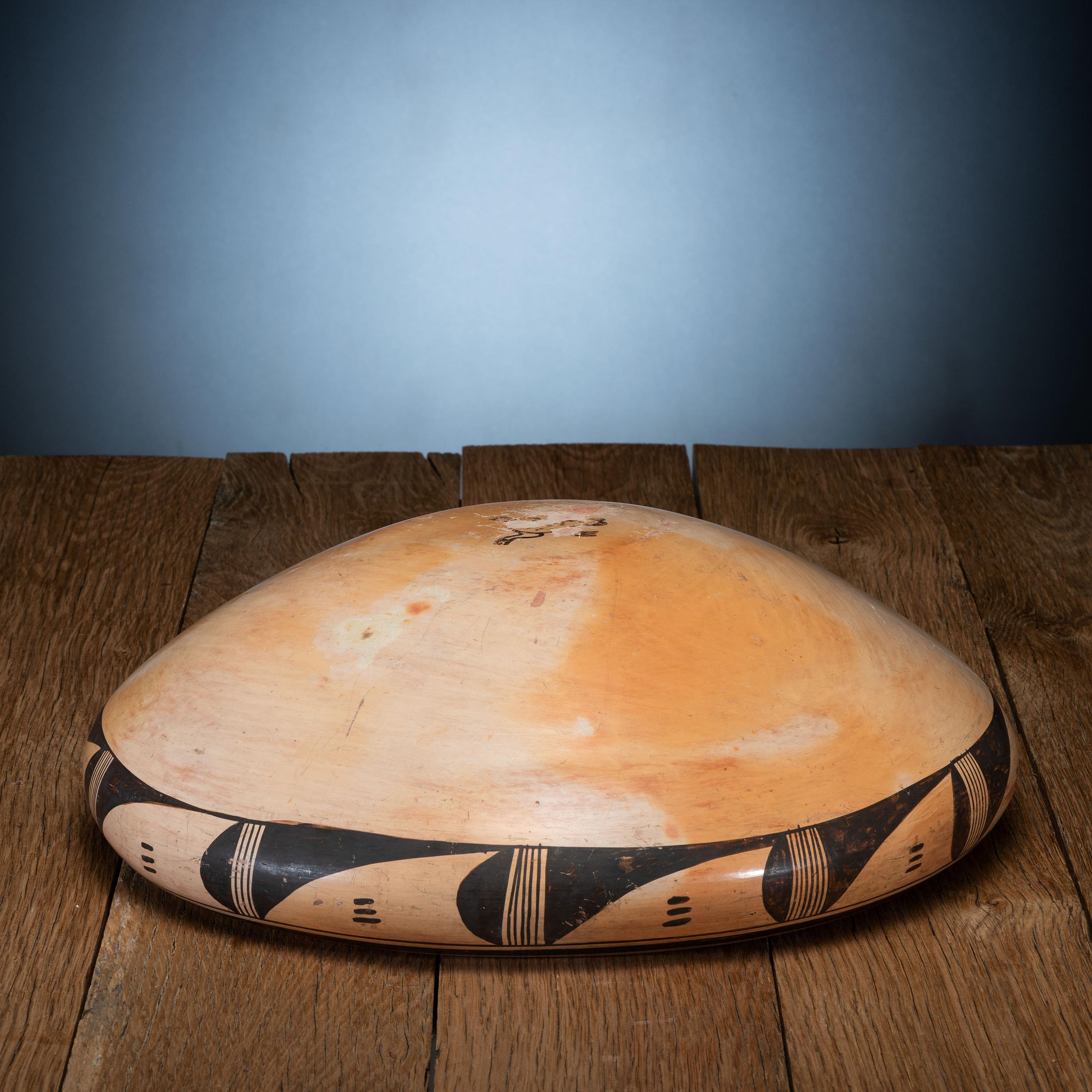 Polychrome Pottery Bowl, with Hopi Villages Sticker