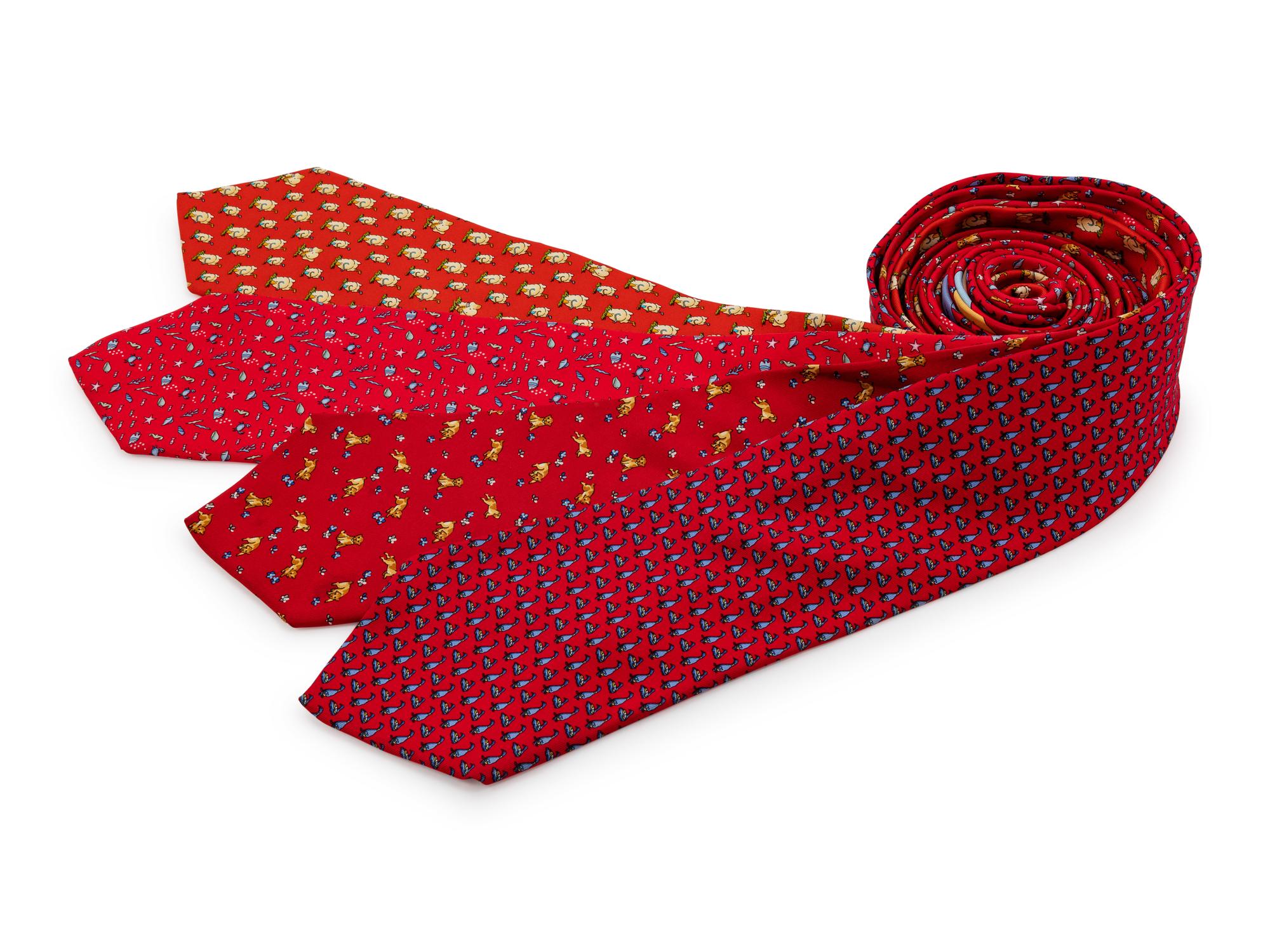 Four Salvatore Ferragamo Silk Ties,