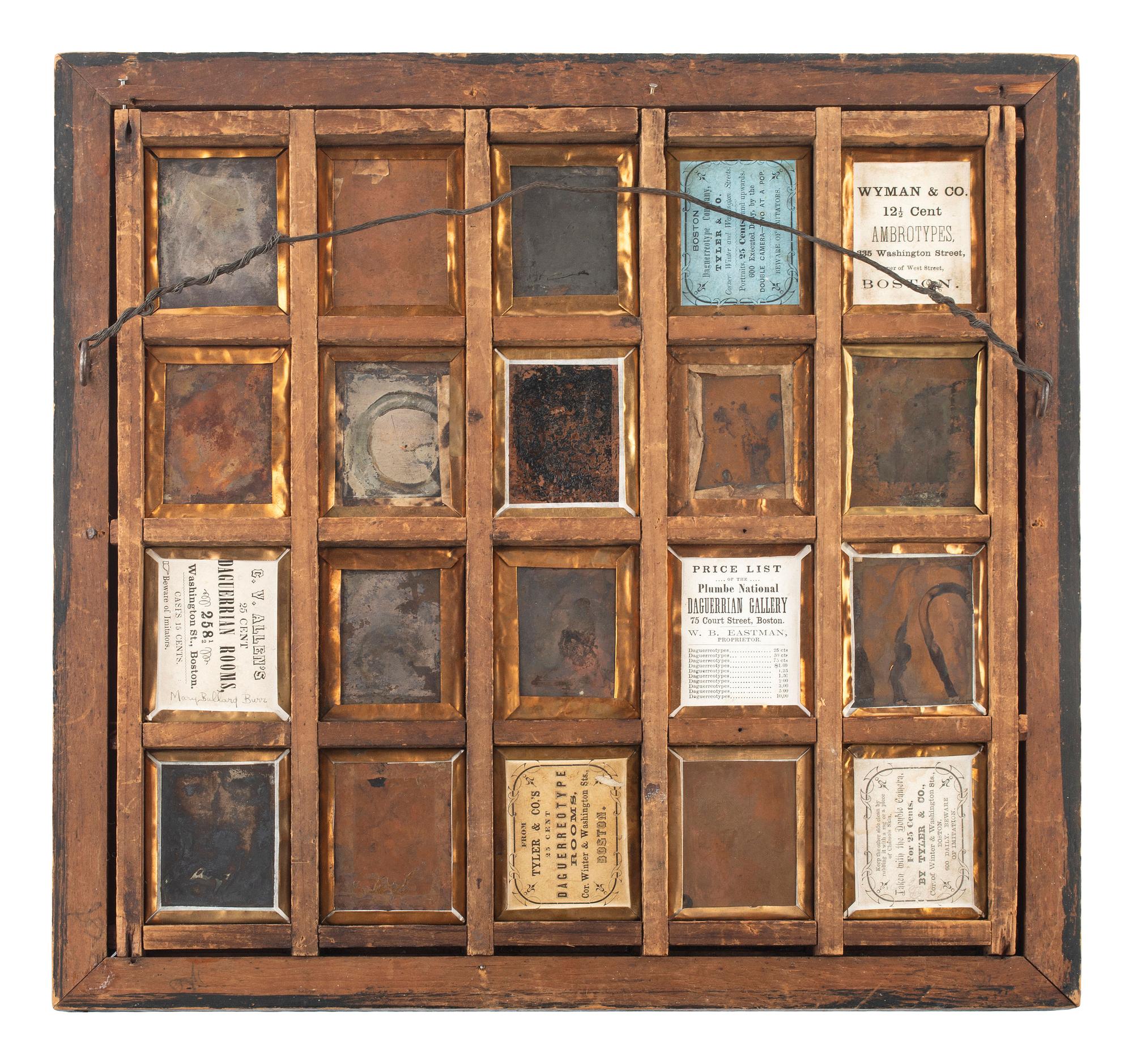 [EARLY PHOTOGRAPHY]. Wall frame containing 20 ninth plate daguerreotypes.