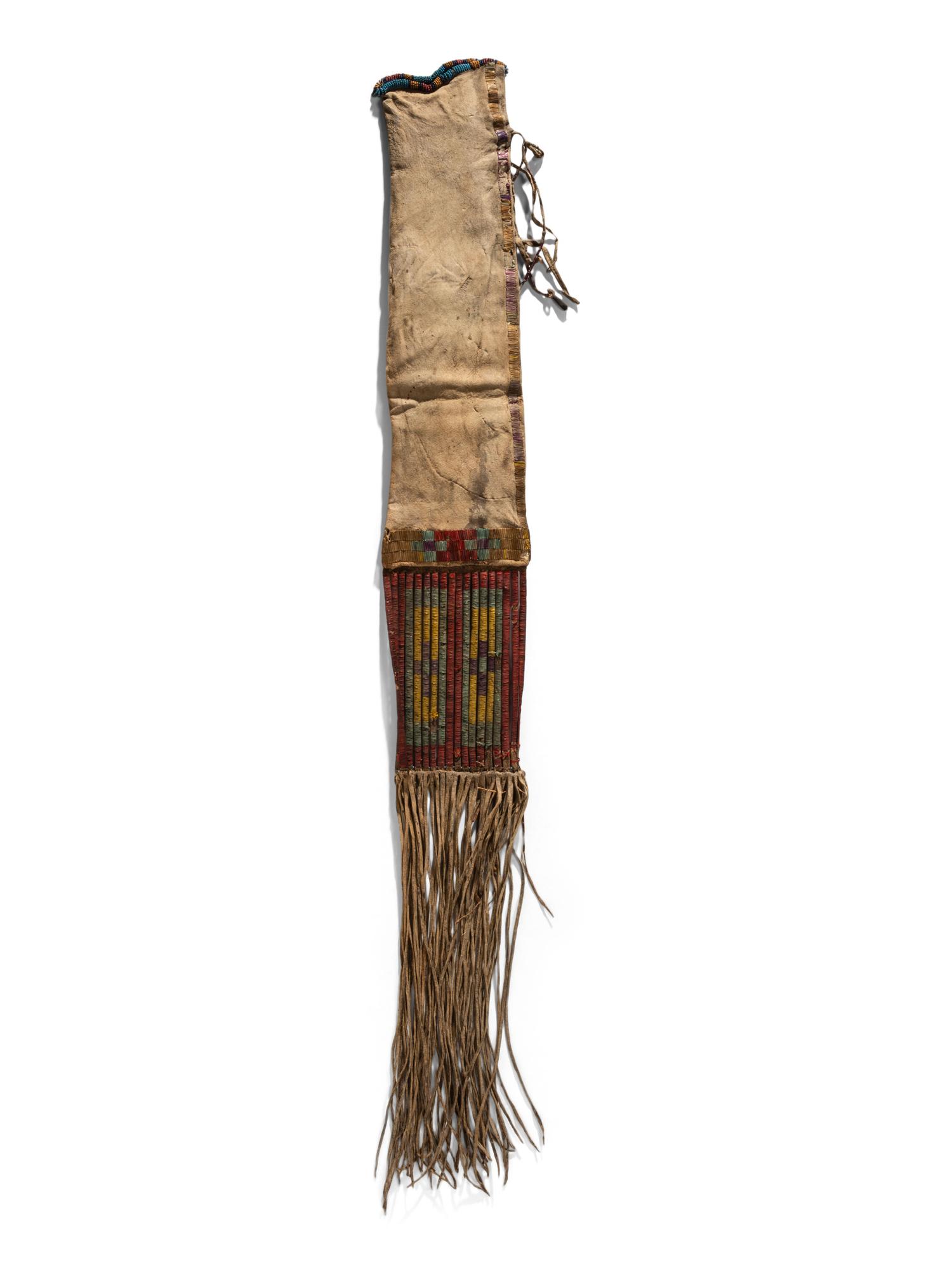 Early Sioux Quilled Buffalo Hide Tobacco Bag