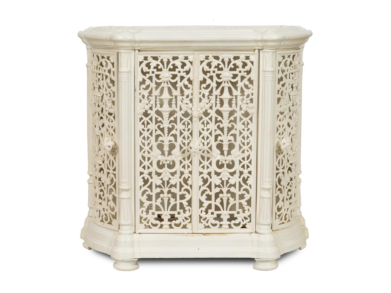 A White-Painted Cast Iron Cabinet