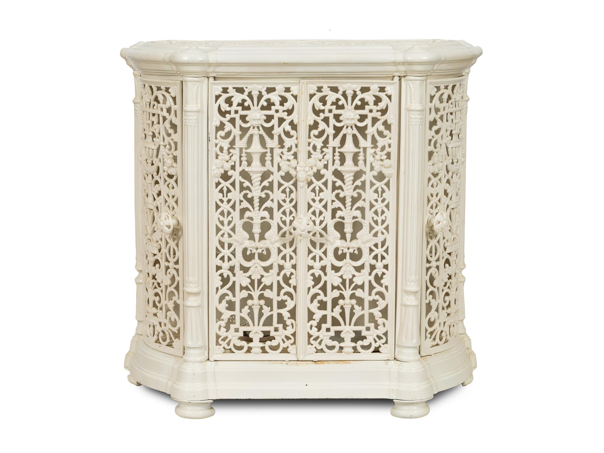 A White-Painted Cast Iron Cabinet
