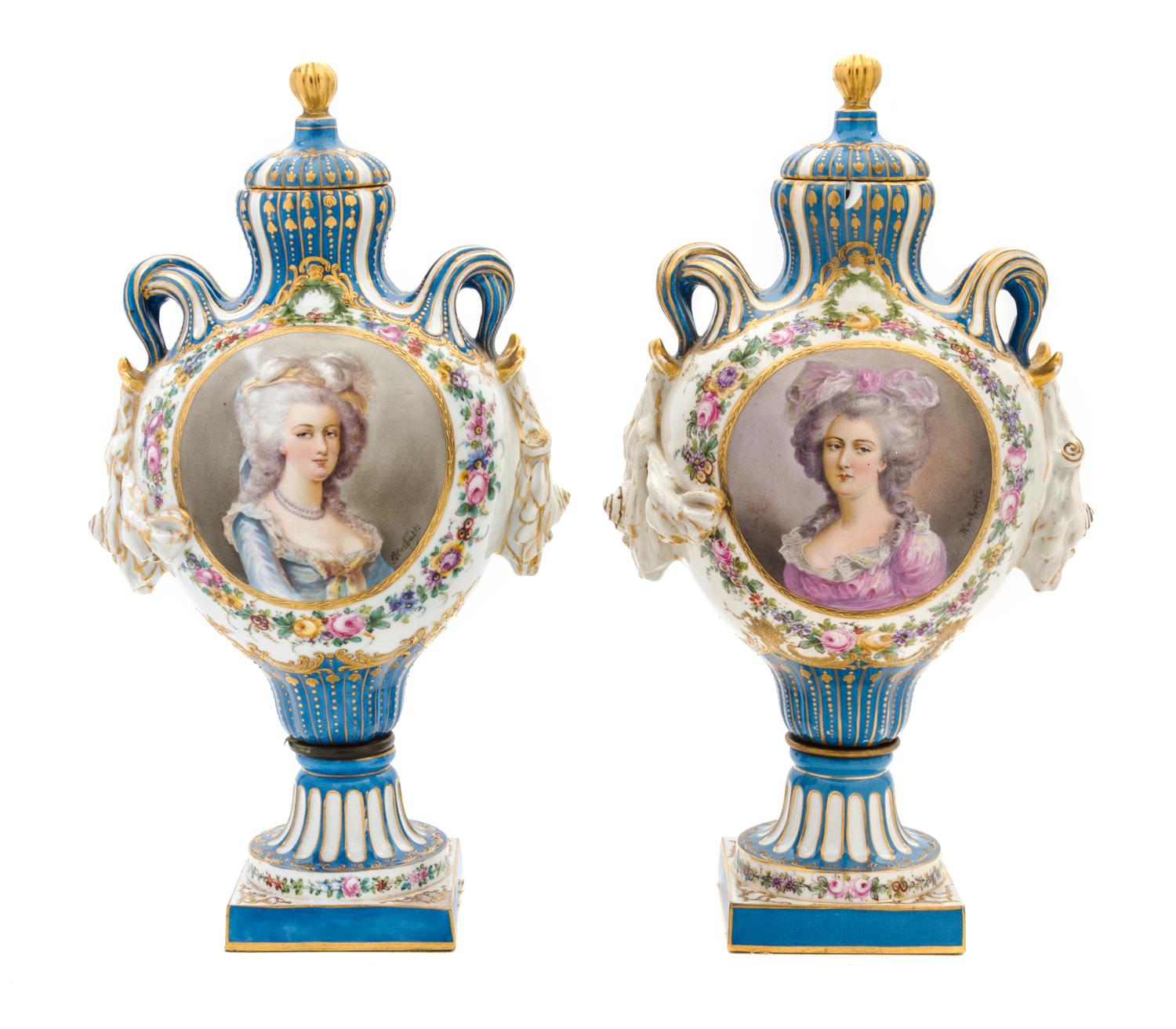 A Pair of Sevres Porcelain Vases Height 15 1/2 inches. — 19TH/20TH CENTURY