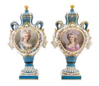 A Pair of Sevres Porcelain Vases Height 15 1/2 inches. — 19TH/20TH CENTURY